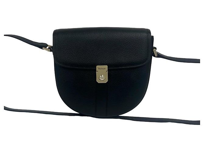 Sac à épaule en cuir Burberry Vintage Logo Hardware Nova Check Pattern Noir
