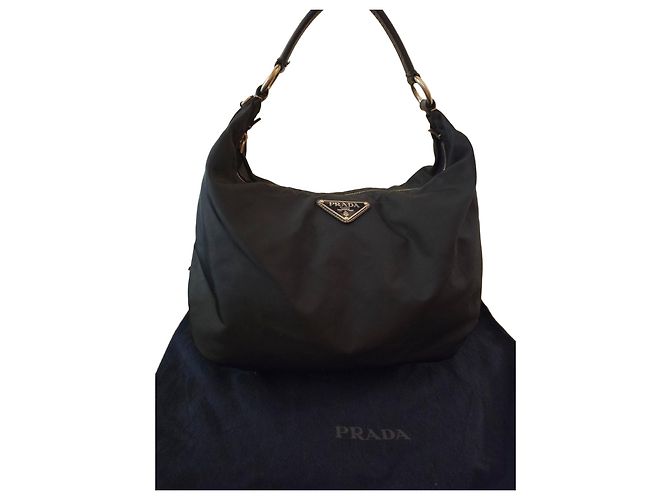 Bolsas hobo Prada nylon couro Azul escuro