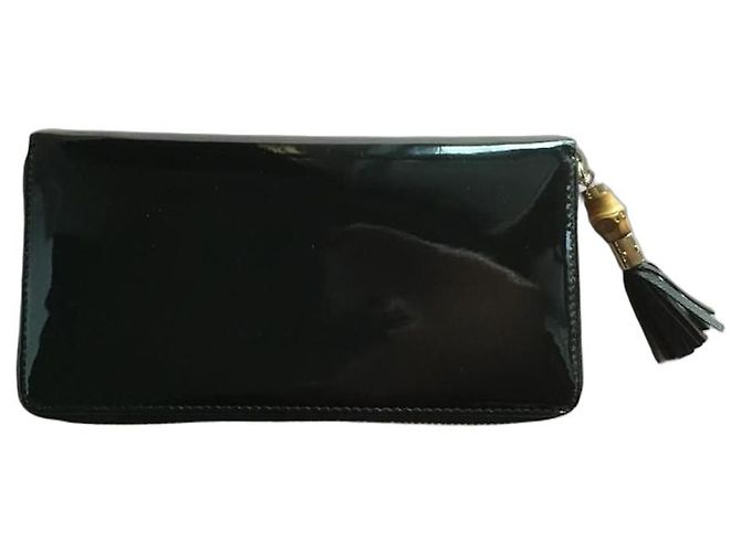 Cartera Gucci Bamboo de cuero charol Negro