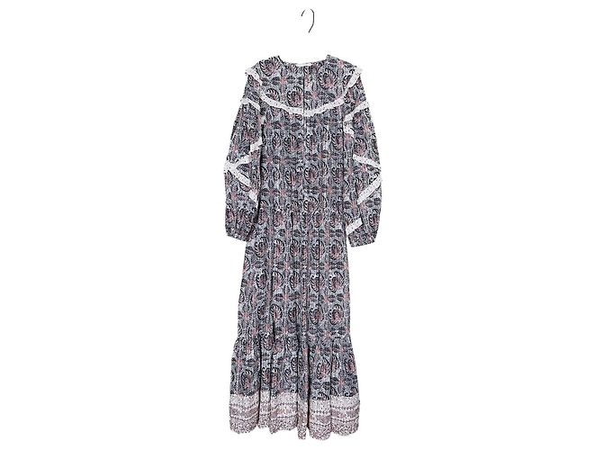 Ulla Johnson Abito Midi Brita Stampato Marrone Bianco