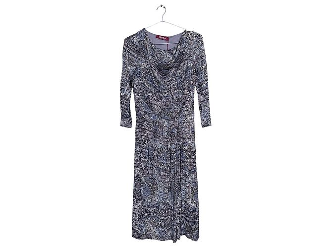 Max Mara Studio Paisley-Print Midi-Kleid Pink Weiß Grau Dunkelblau