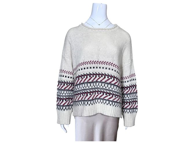 Suncoo Paquita Fair Isle Strickpullover Schwarz Pink Weiß Grau Bordeaux