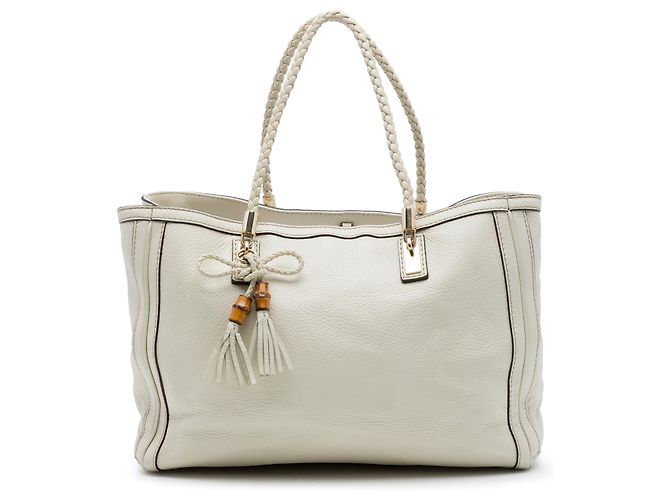 Tote Gucci Bella em couro de bezerro branco Cru