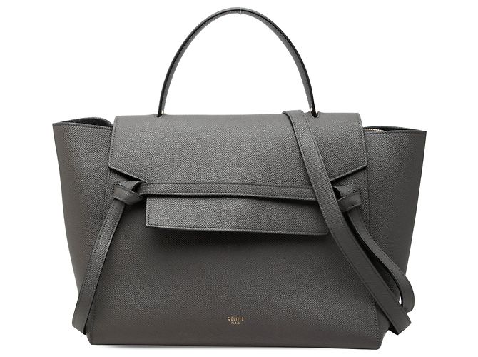 Belt Bag Céline Celine Sac Ceinture Mini en Cuir Gris Marron Gris anthracite