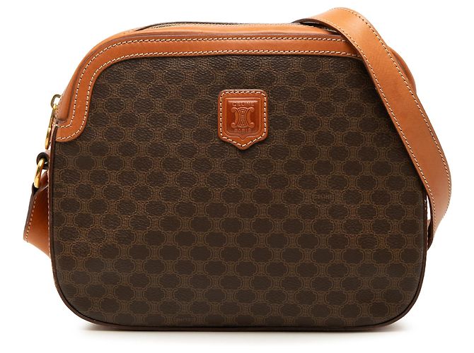 Céline Bolsa Tiracolo Celine Brown Macadam Coated Canvas Marrom