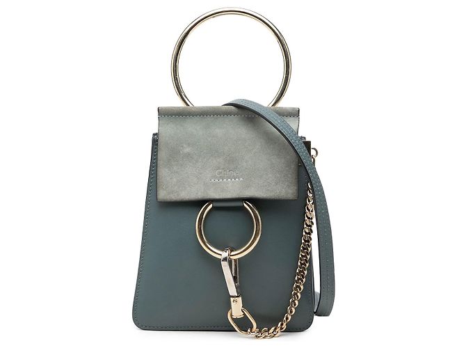 Borsa da polso Faye Chloé blu in vitello e camoscio mini Blu chiaro
