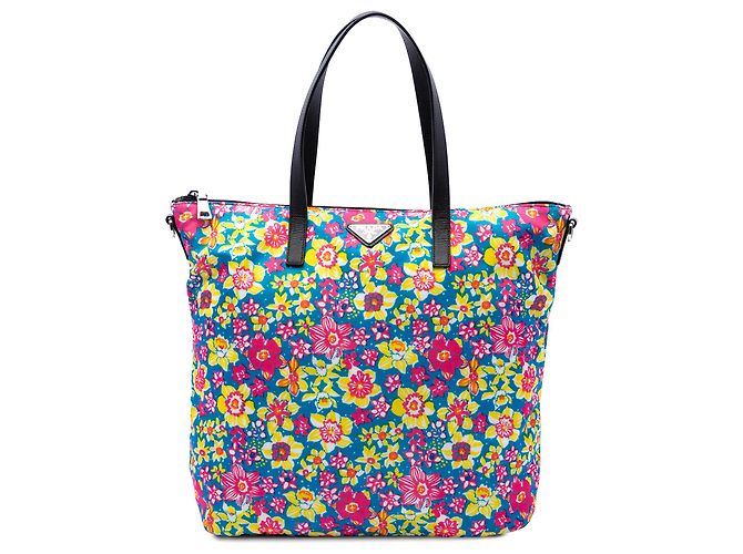 Bolsa Satchel Prada Blue Tessuto Stampato
