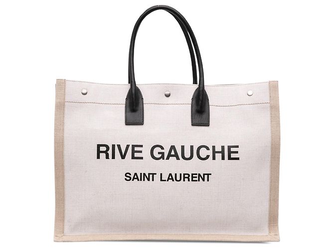 Autre Marque Saint Laurent Rive Gauche Große Canvas Tote Beige