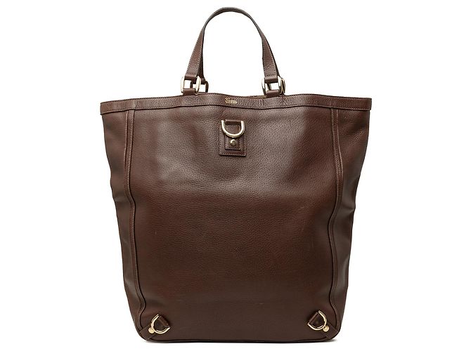 Tote Gucci Abbey D Ring em couro de bezerro castanho Marrom Castanho escuro