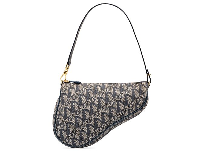 Dior Blue Mini Diorissimo Canvas Saddle Pochette Navy blue