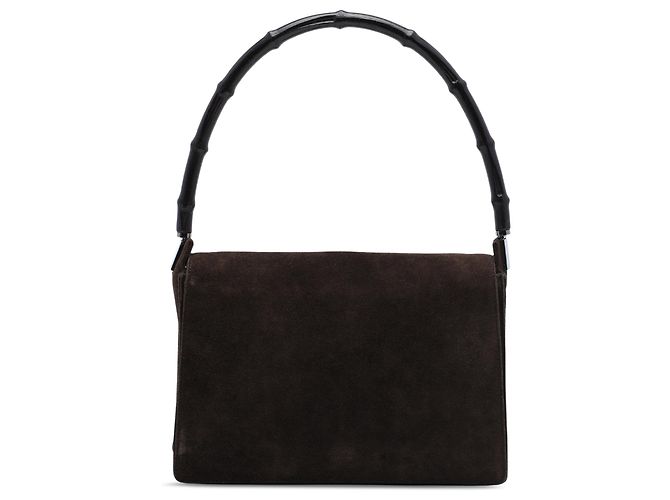 Bamboo Bolsa de camurça castanha Gucci com pega de bambu Marrom Castanho escuro