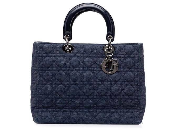 Dior Blue Large Denim Cannage Lady Dior Bleu Bleu Marine