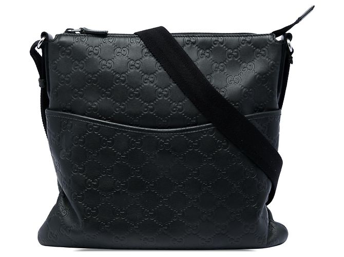 Borsa a Tracolla Piatta Gucci Guccissima Nera Nero