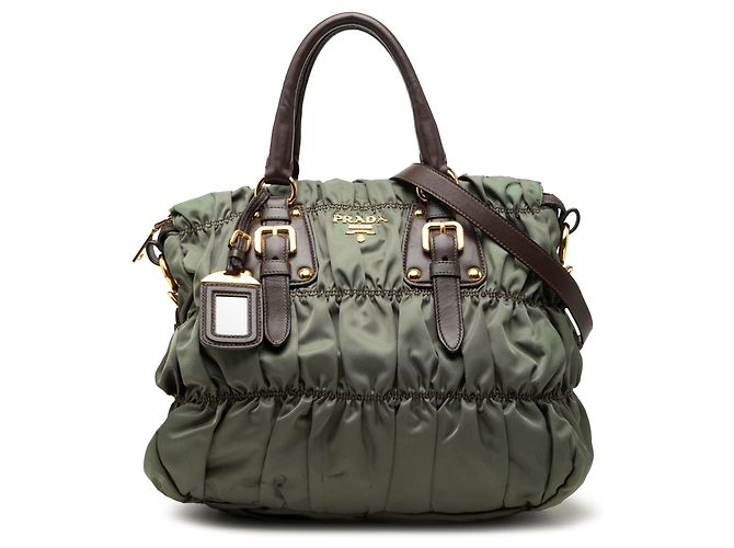 Sac à main Prada Green Tessuto Gaufre Satchel Vert Vert foncé