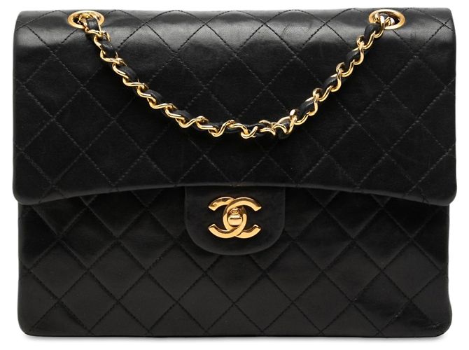 Chanel Black Medium Tall Classic Lambskin Double Flap Nero