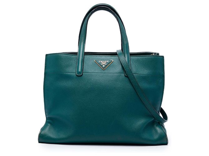 Sac Tote Prada Blue Saffiano Soft Triple Pocket Bleu