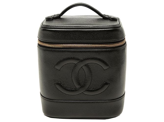 Necessaire Chanel Black CC Caviar Vanity Case Nero