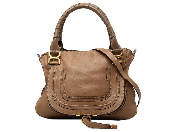 Sac Satchel Marcie Chloé en cuir marron taille Medium Marron clair
