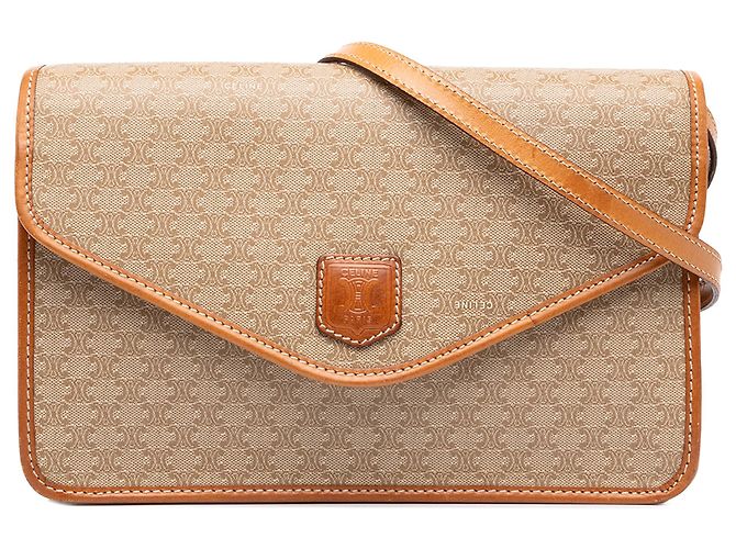 16 Céline Bolso bandolera Celine Beige Macadam Coated Canvas