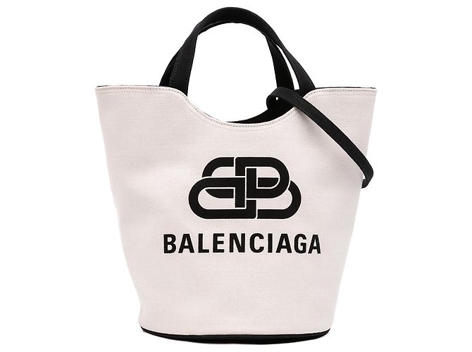 Borsa Secchiello Balenciaga Wave M in Tela Bianca Bianco