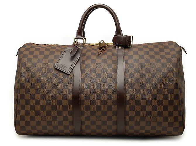 Louis Vuitton Brown Damier Ebene Keepall 50 Marrom