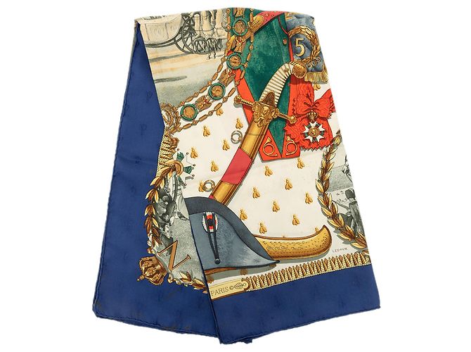 Lenço de seda Hermès Blue Napoleon 90 Azul Azul marinho