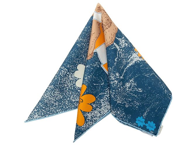 Lenço de seda Hermès Blue Amis Pour La Vie 45 Azul