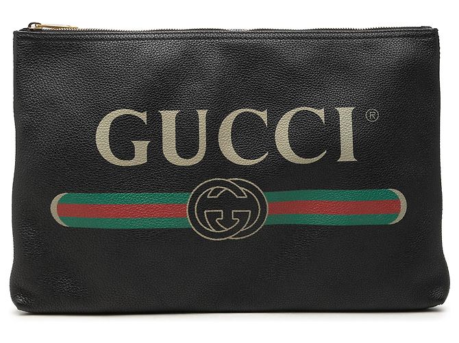 Clutch Gucci in pelle nera con logo Nero