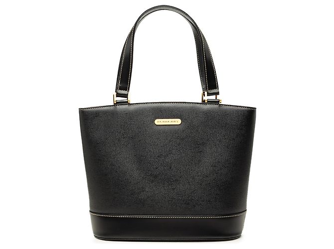 Borsa Tote in pelle nera Burberry Nero