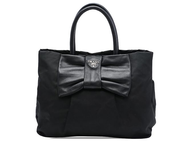 Borsa Tote Prada in Tessuto Nero con Fiocco