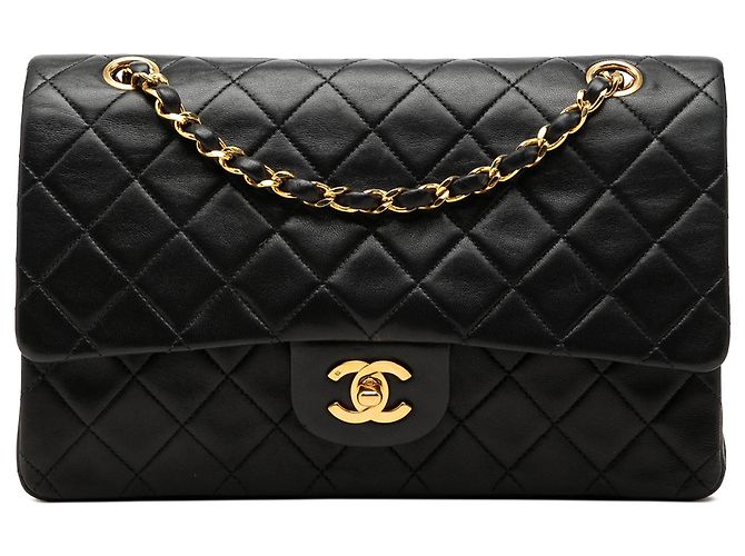 Chanel Black Medium Classic Lambskin Double Flap Noir