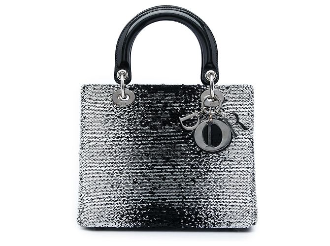 Autre Marque Dior Black Medium Sequins Lady Dior Nero