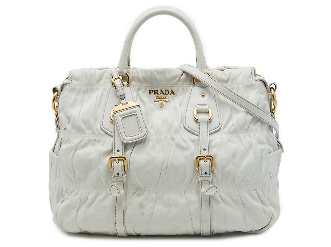 Bolso Satchel Prada de Nappa Gaufre Blanco