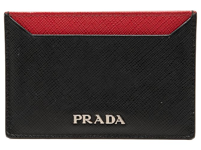 Prada Bicolor Saffiano Kartenetui Schwarz