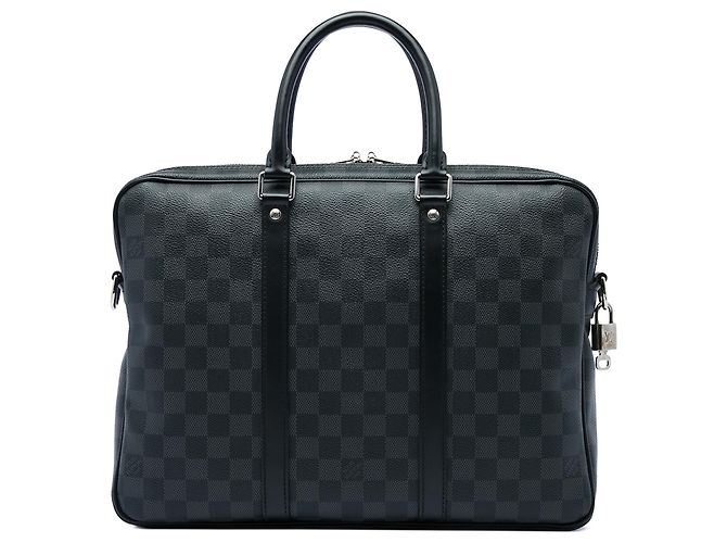 Louis Vuitton Black Damier Graphite Porte Documents Voyage PM Noir