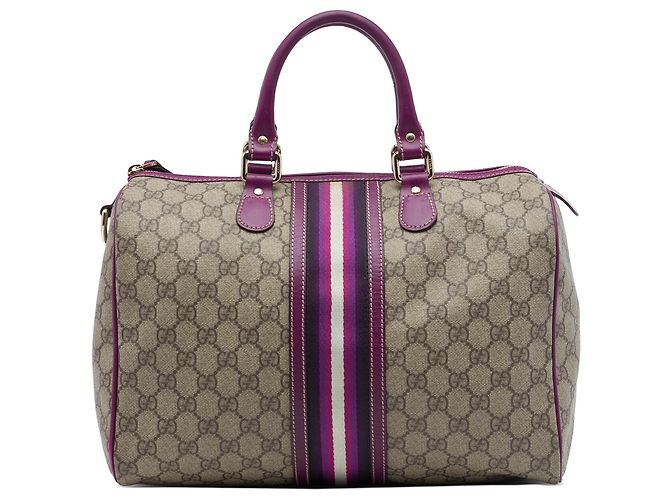 Bolsa Boston Gucci Beige Medium GG Supreme Joy Web Bege