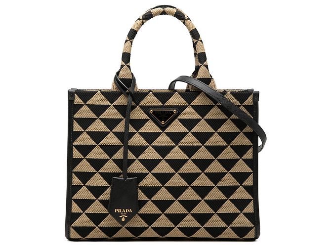 Prada Borsa Satchel Small Canvas Symbole Triangolo Nera
