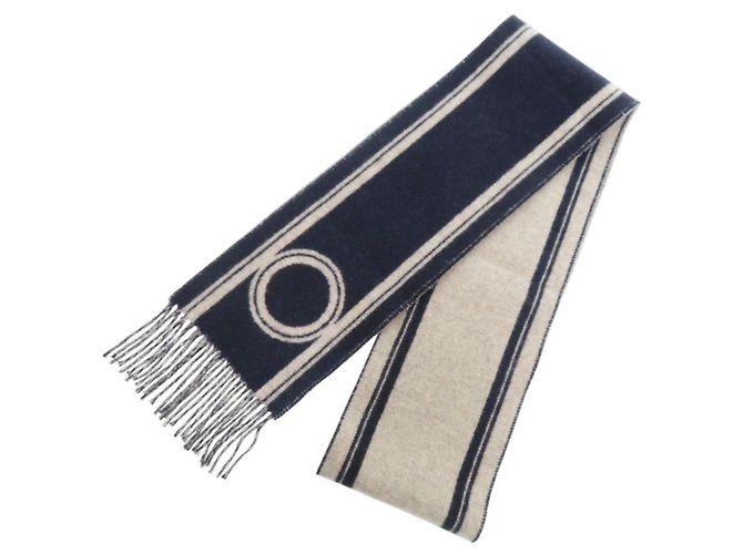 Hermès Hermes Band de Repos Bicolor Kaschmir-Schal Beige Marineblau
