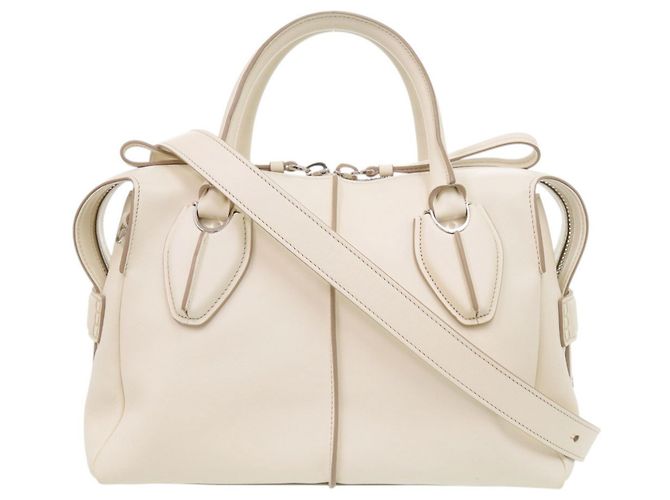 Bolsa de mão 2-Way em couro Ivory Tod's Cru