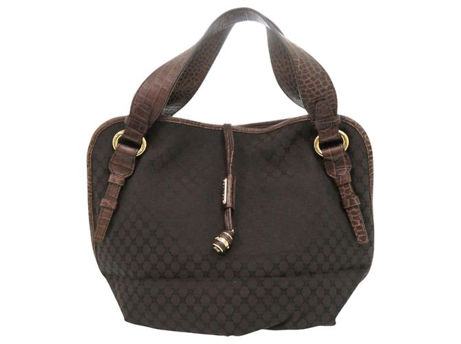 Céline Bolsa Celine Macadam Canvas em couro gofrado Marrom