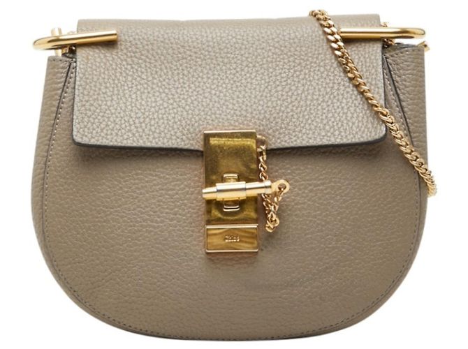 Bolsa de Ombro com Corrente Chloé Drew Cinza