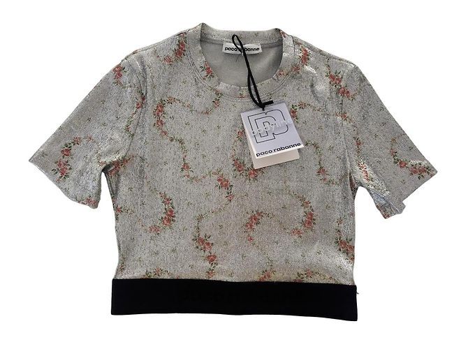 Paco Rabanne silbernes florales Top