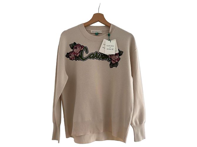 Autre Marque Camisola Carven em algodão e nylon bege com bordados florais