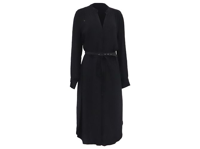 Autre Marque Robe chemise ceinturée Hugo Boss Dibanorah en viscose noire