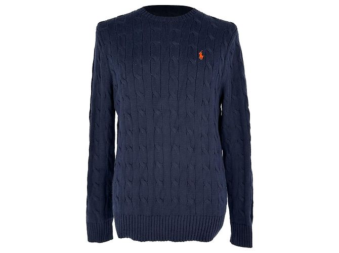 Polo Ralph Lauren Strickpullover mit Zopfmuster aus baumwolle in navy blue Blau Marineblau