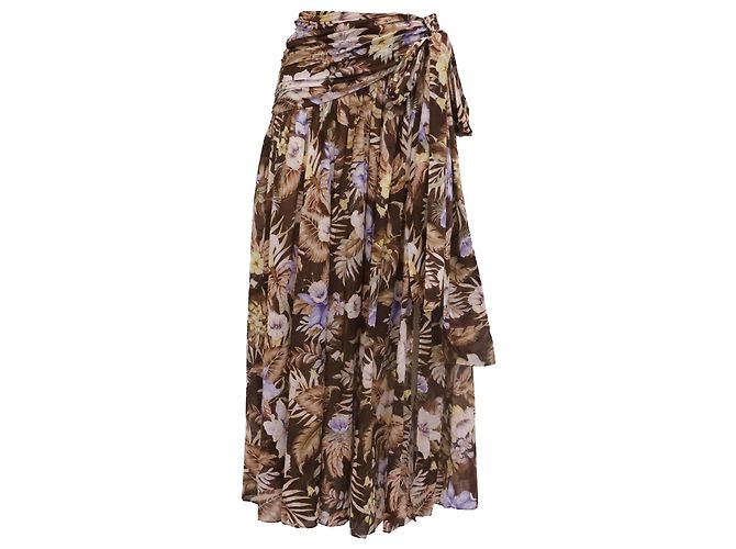 Saia maxi Zimmermann Coco Bow em algodão castanho Marrom