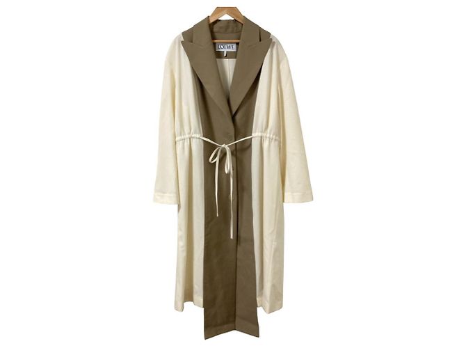 Loewe Bimaterial Long Coat Beige