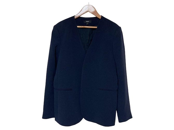 Theory CLASSIC CREPE Collarless Jacket Blue Navy blue