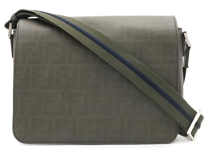 Sac à épaule Fendi Zucca Pattern Marron Vert Kaki