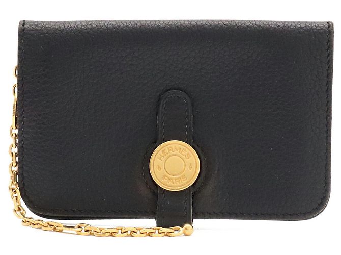 Hermès Hermes Visitenkartenetui aus schwarzem Leder